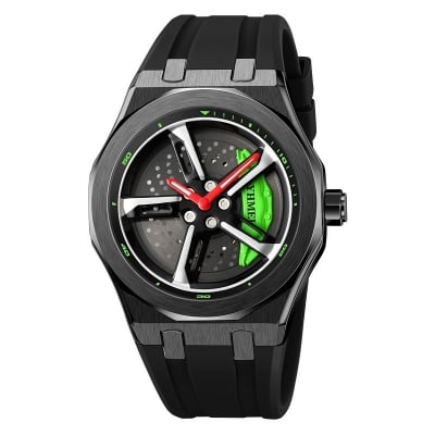Ceas barbatesc Yhmei 8235, mecanism rotativ, rezistent la apa, rezistent la socuri, elegant, verde