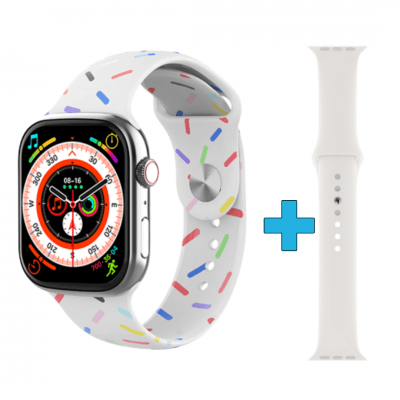 Ceas inteligent T20 Pro Max - Curea suplimentară, Apeluri Bluetooth, Notificări, Kit alb