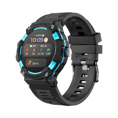 Ceas inteligent G206, apeluri Bluetooth, pedometru, ritm cardiac, albastru
