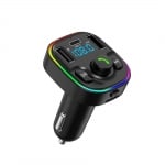 Transmițător auto G47, LED, radio FM, trei porturi USB, negru